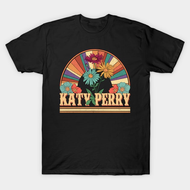 Katy Flowers Name Perry Personalized Gifts Retro Style T-Shirt by Dinosaur Mask Store